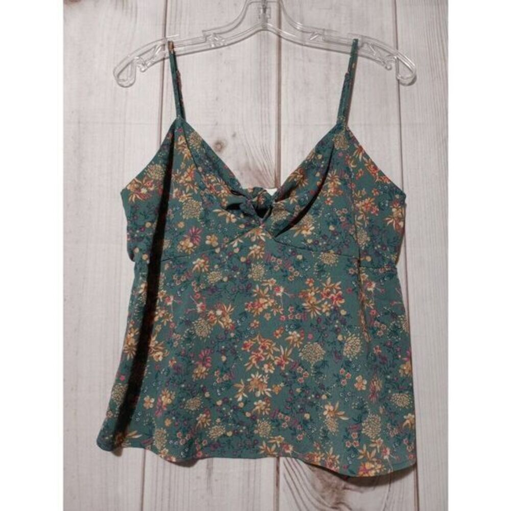 Pink Rose Shirt Ladies Large Blue Floral Baby Doll‎ Tank Top